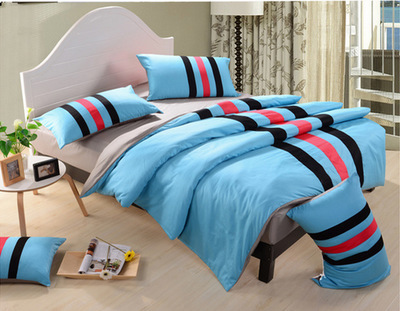 廠家直供 鑫燕子布業運動風素色條紋全棉四件套，舒適床品新選擇